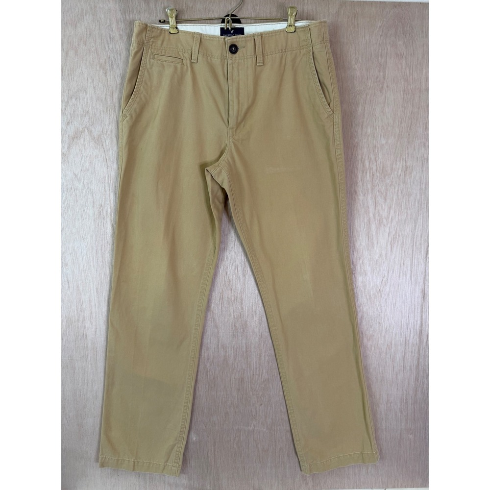 American Eagle Outfitters Mens Relaxed Straight Khaki Pants Tan Beige 33x34
